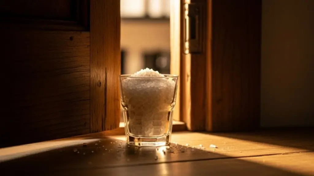 Ett glas grovsalt bakom dörren: En enkel ritual som kan förändra ditt sovrum