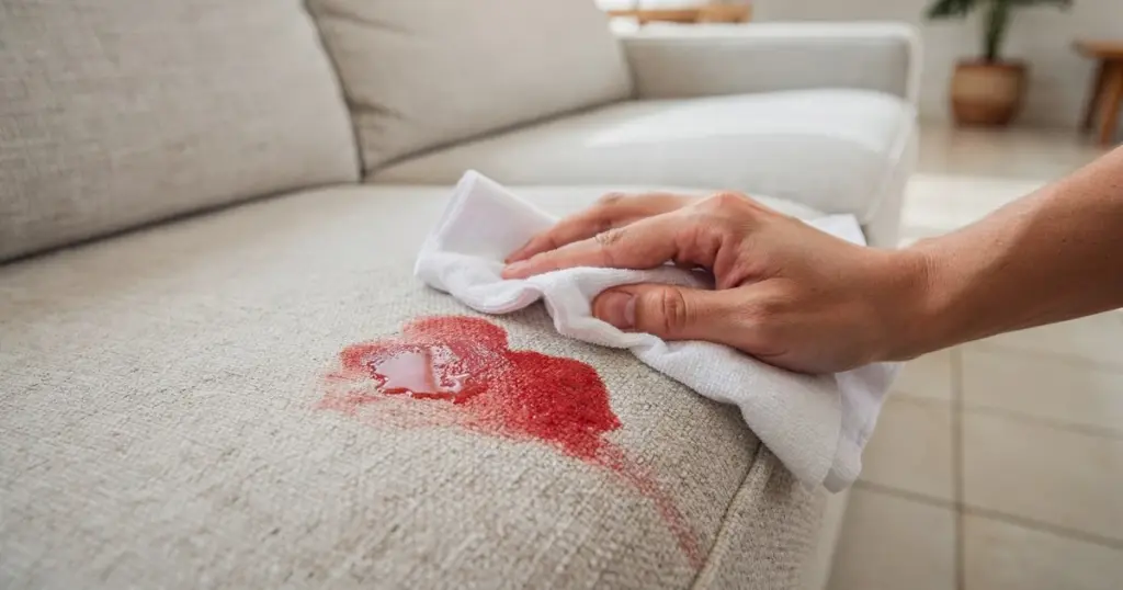 Så tvättar du bort läppstift från soffan – med bara diskmedel