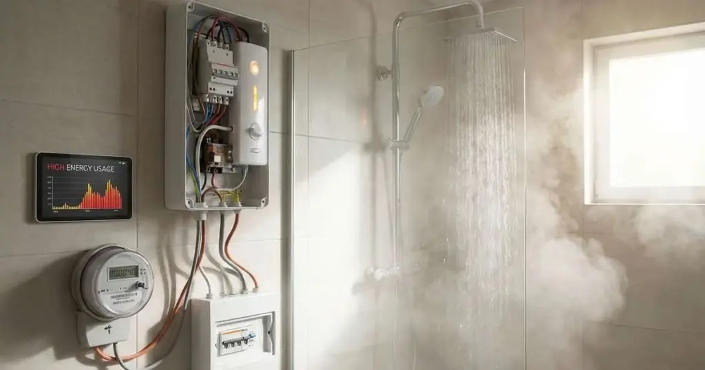 Hur mycket kostar en timme varm dusch med en elektrisk dusch?